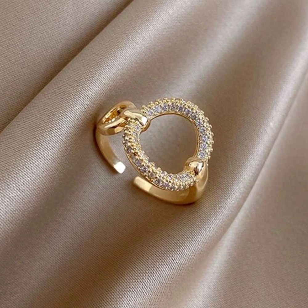 Elegant Gold Tone Ring with Crystal Accents